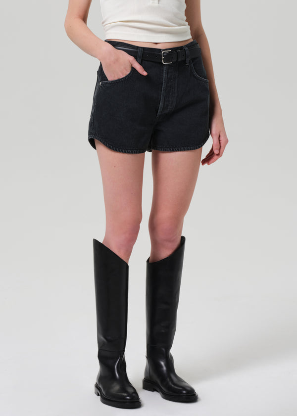 Gold Sign Abita Short In Washed Black