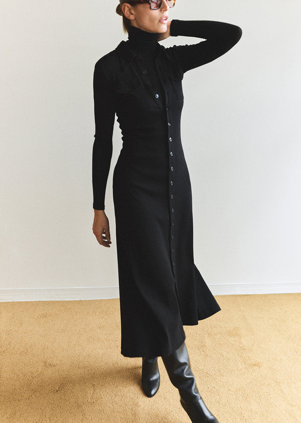 Gold Sign Amina Polo Dress In Black