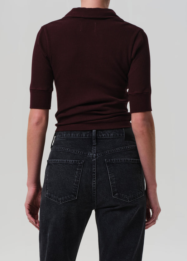Gold Sign Amina Polo Shirt In Mahogany