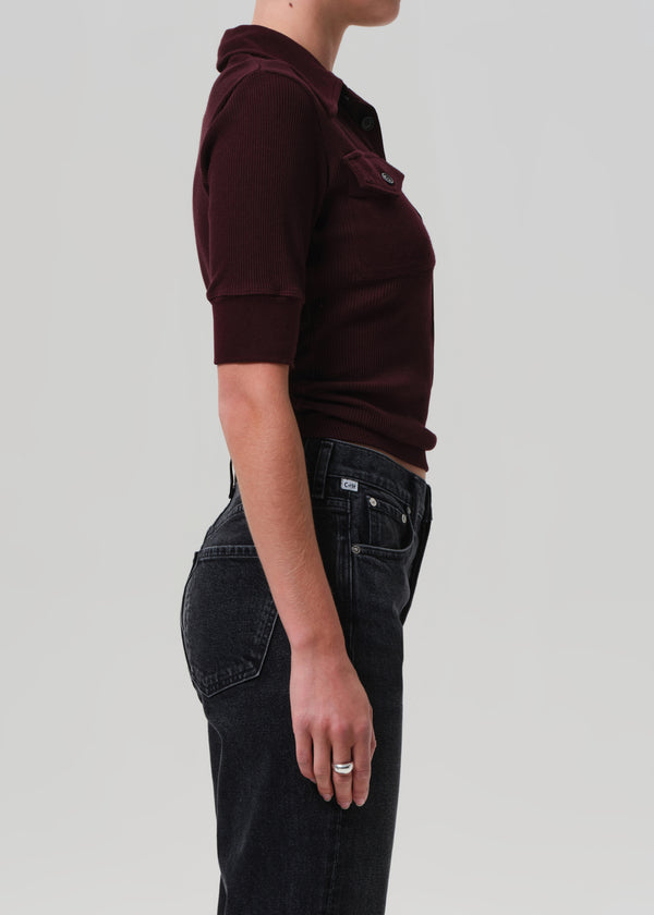Gold Sign Amina Polo Shirt In Mahogany