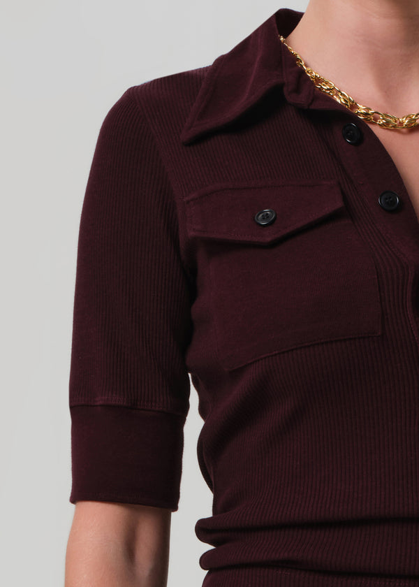 Gold Sign Amina Polo Shirt In Mahogany