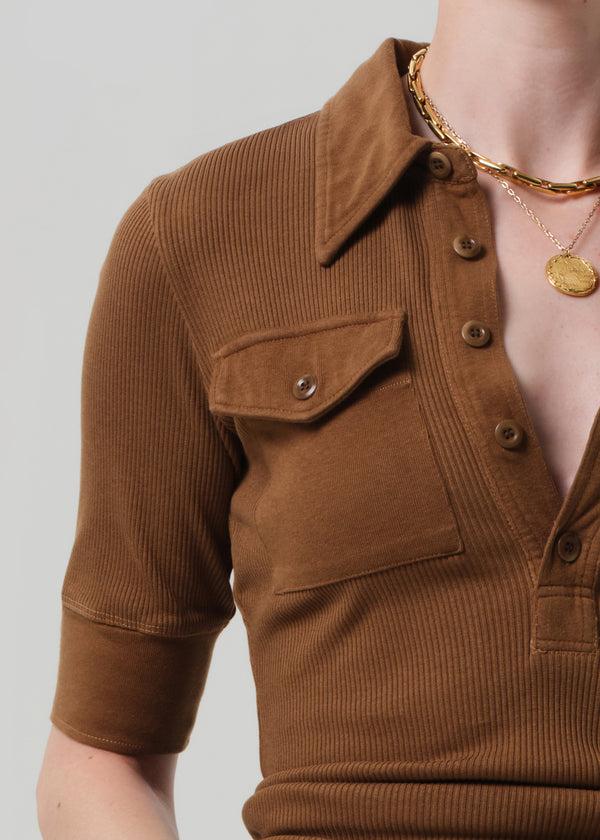 Gold Sign Amina Polo Shirt In Manuka