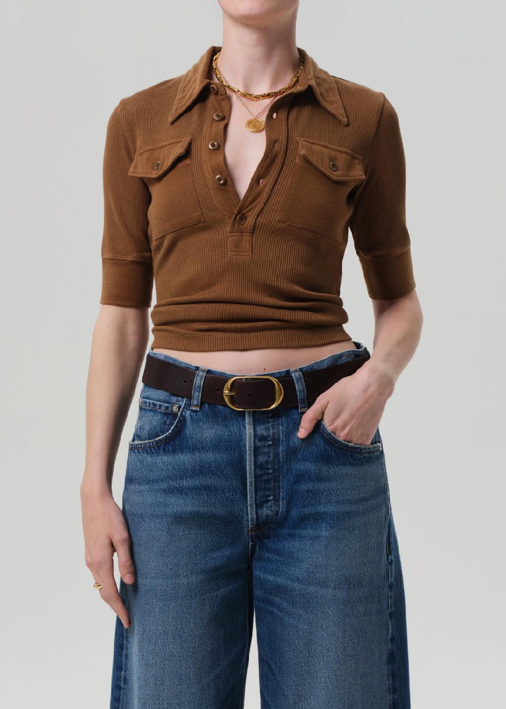 gold sign Amina Polo Shirt In Manuka