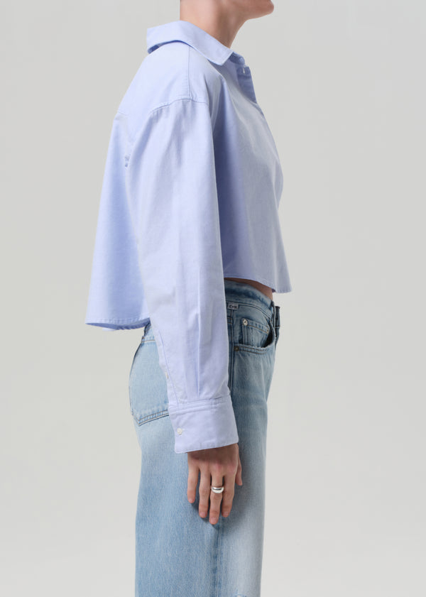 Gold Sign Ana Cropped Shirt In Blue