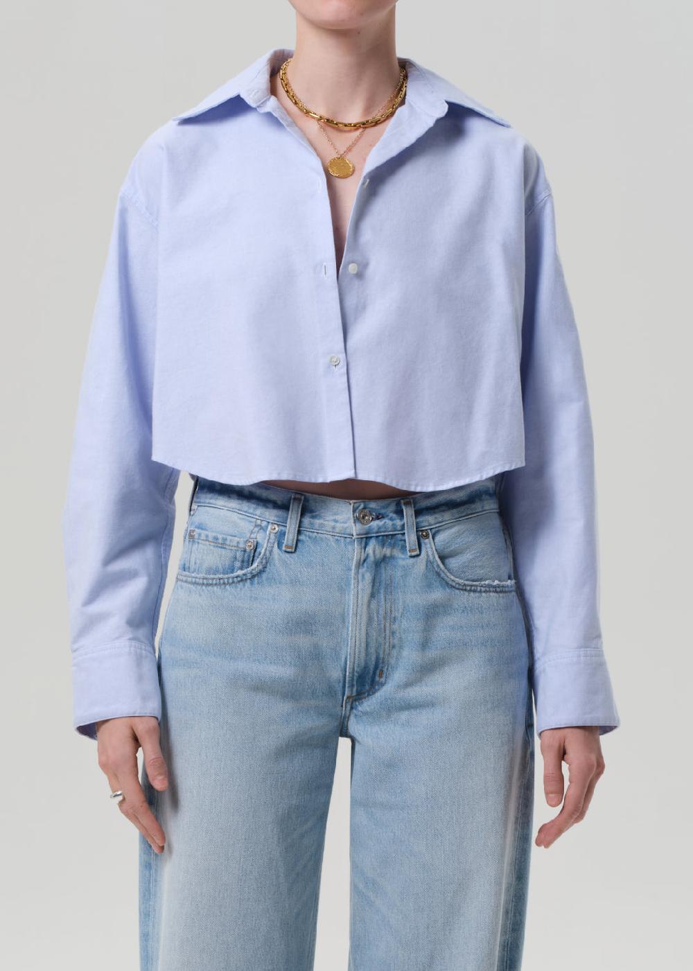 gold sign Ana Cropped Shirt In Blue