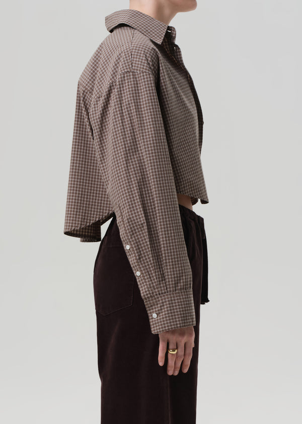 Gold Sign Ana Cropped Shirt In Heritage Plaid