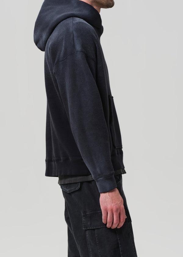 Gold Sign Archive Hoodie In Washed Black