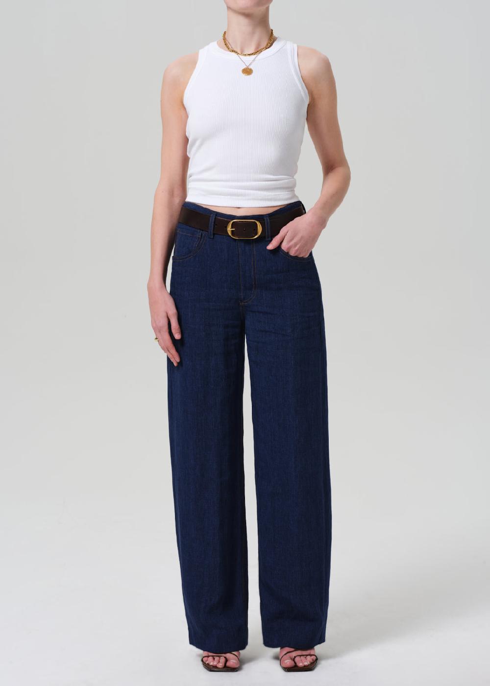 gold sign Ayla Baggy Linen In Denim