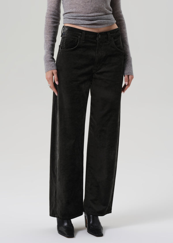 Gold Sign Ayla Baggy Velvet In Olive Leaf