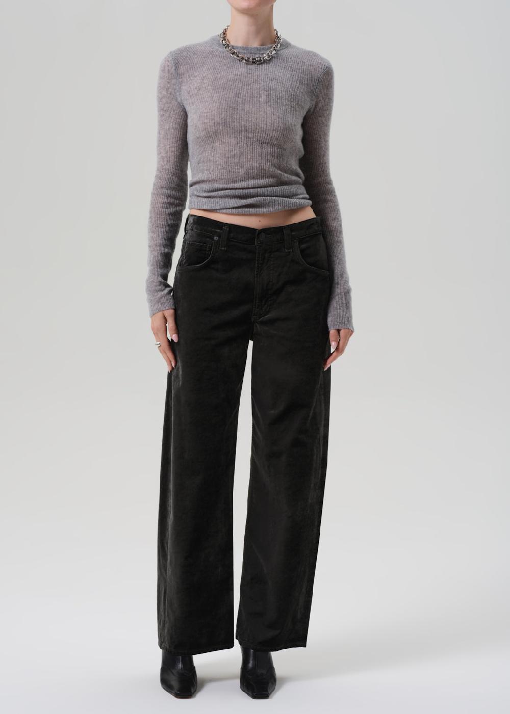 gold sign Ayla Baggy Velvet In Olive Leaf