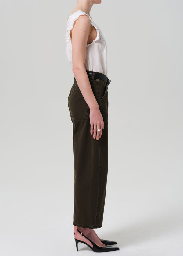 Gold Sign Ayla Cargo Crop In Dark Olive