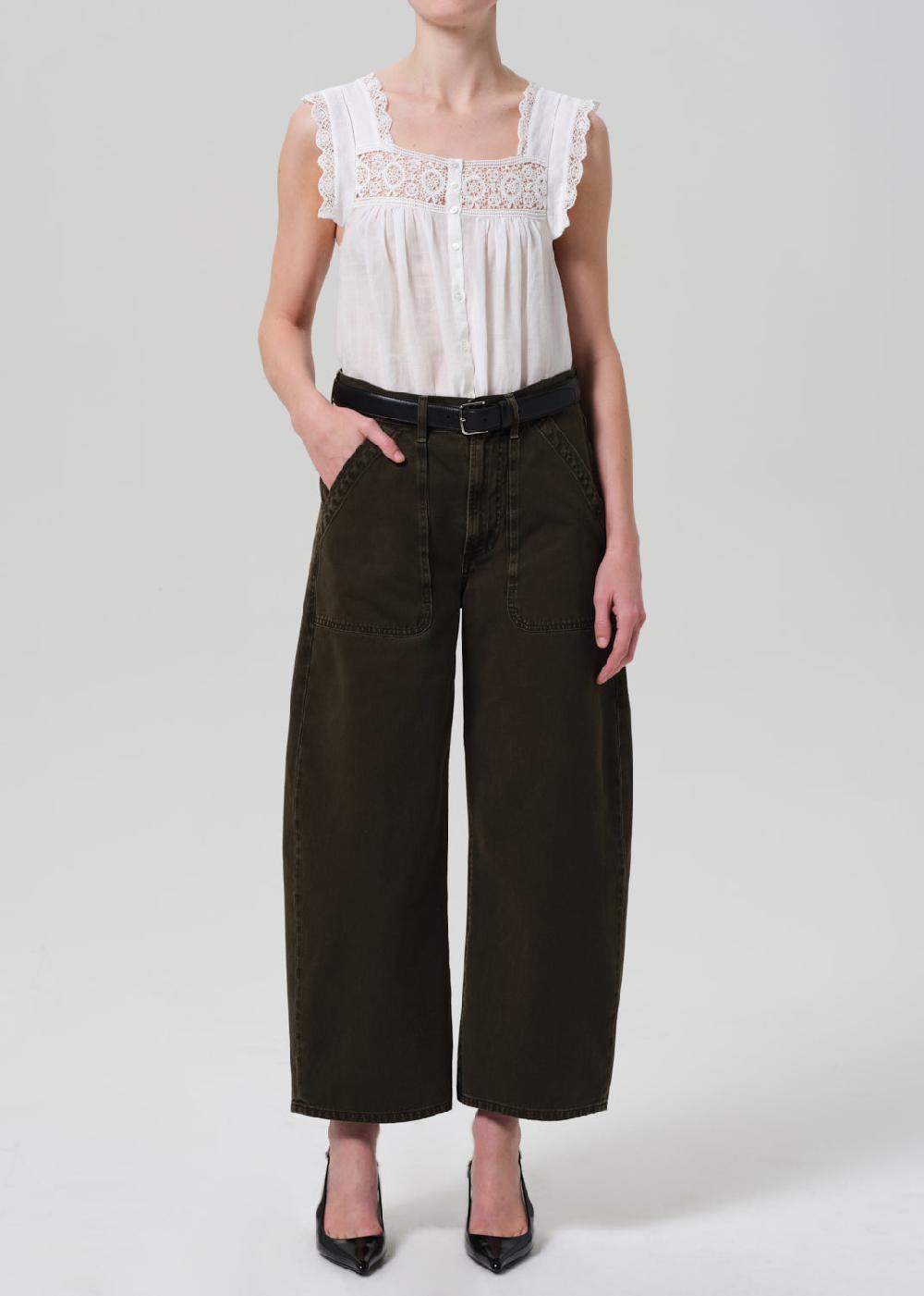 gold sign Ayla Cargo Crop In Dark Olive