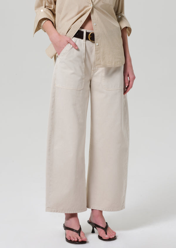 Gold Sign Ayla Cargo Crop In Pale Stone