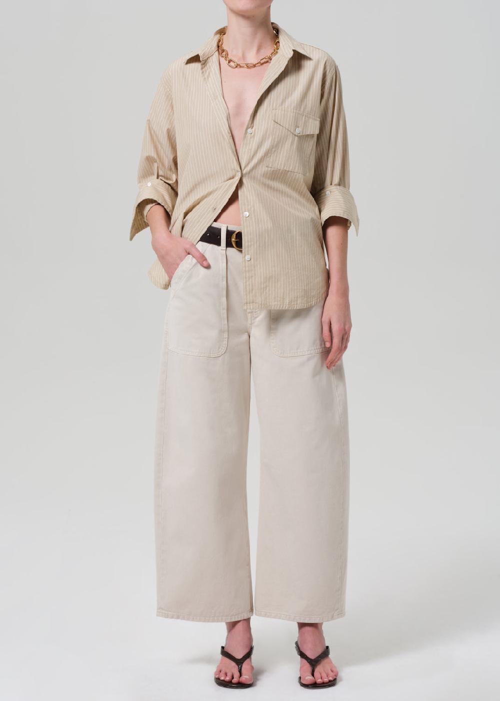 gold sign Ayla Cargo Crop In Pale Stone