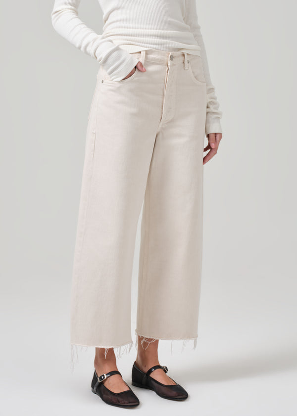 Gold Sign Ayla Raw Hem Crop In Almondette