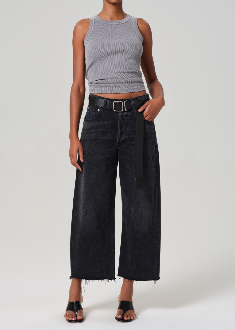 gold sign Ayla Raw Hem Crop In Bronson