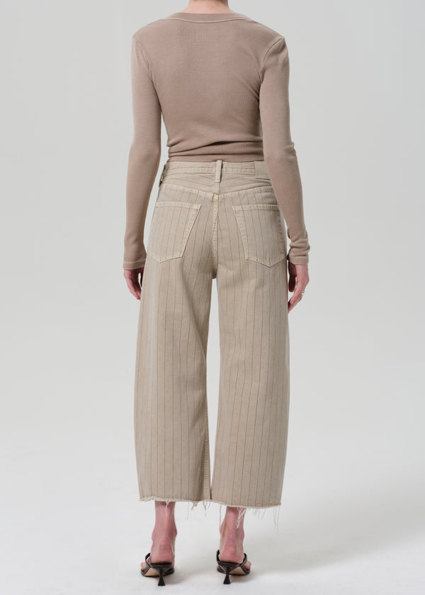 Gold Sign Ayla Raw Hem Crop In Natural Stripe