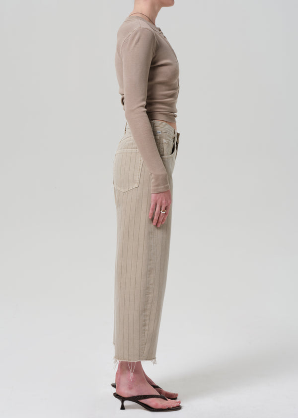 Gold Sign Ayla Raw Hem Crop In Natural Stripe