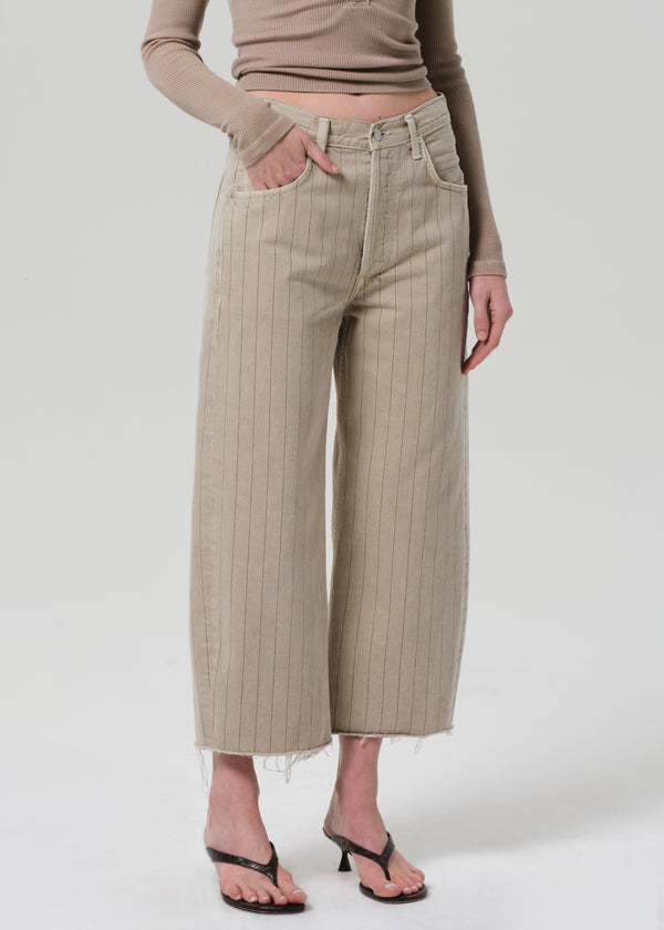 Gold Sign Ayla Raw Hem Crop In Natural Stripe
