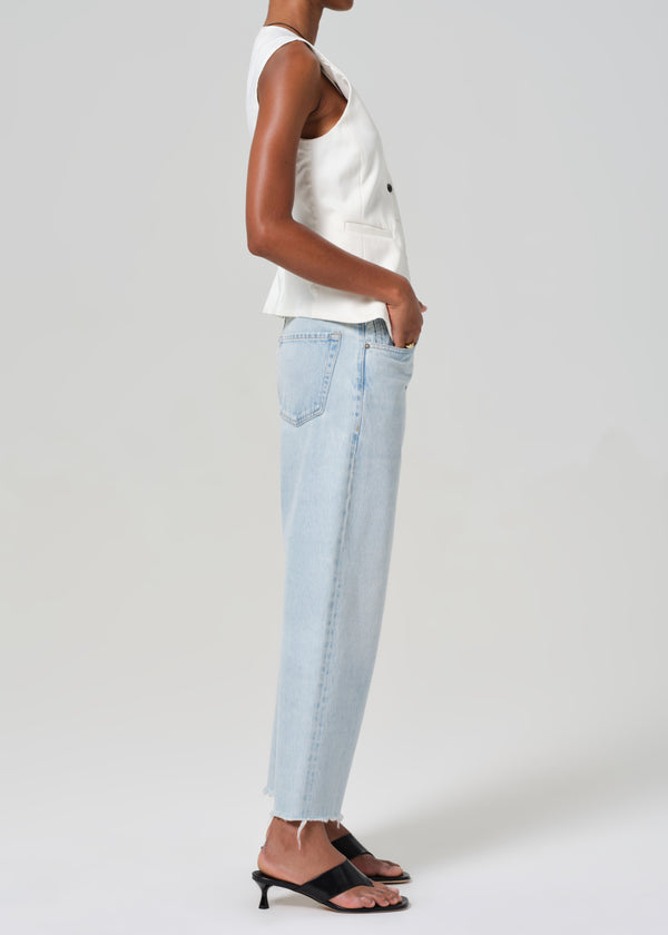 Gold Sign Ayla Raw Hem Crop In Sailor