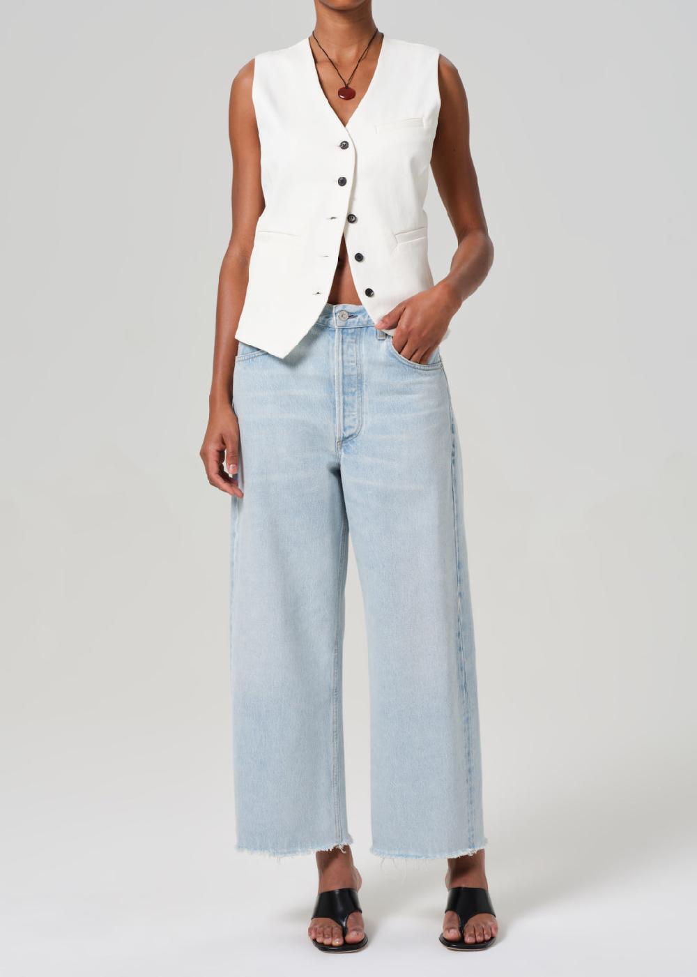 gold sign Ayla Raw Hem Crop In Sailor