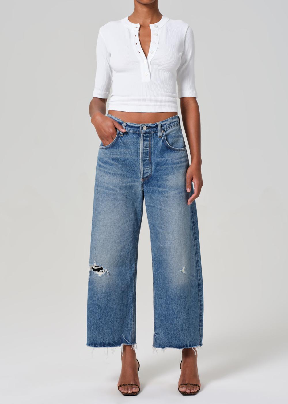 gold sign Ayla Raw Hem Crop In Solano