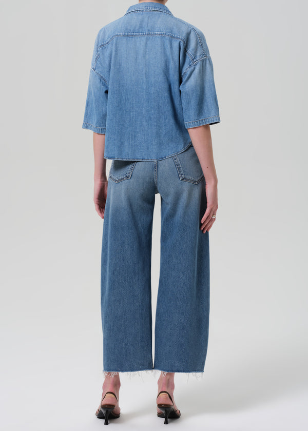 Gold Sign Ayla Raw Hem Crop In Telegraph