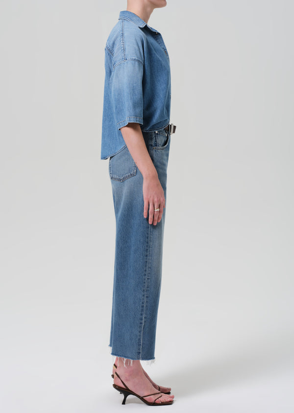 Gold Sign Ayla Raw Hem Crop In Telegraph