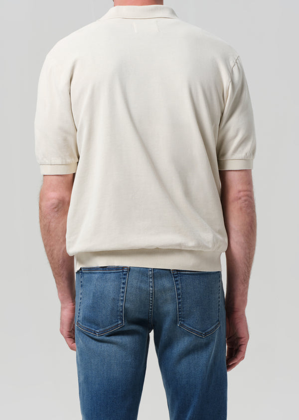 Gold Sign Banded Polo In Ecru