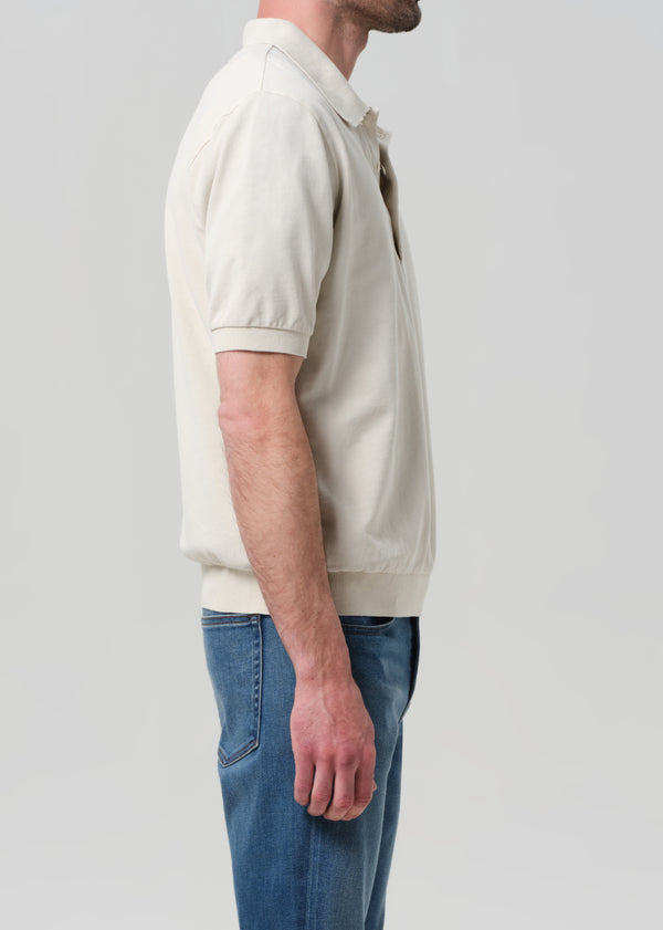 Gold Sign Banded Polo In Ecru