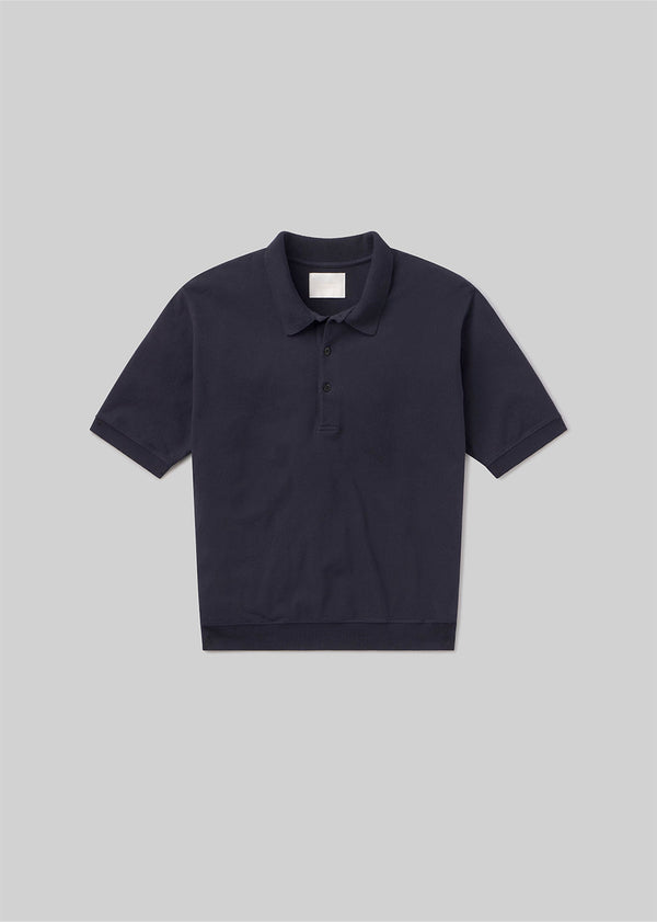 Gold Sign Banded Polo In Navy