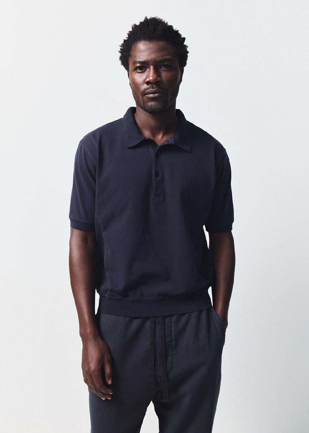 gold sign Banded Polo In Navy