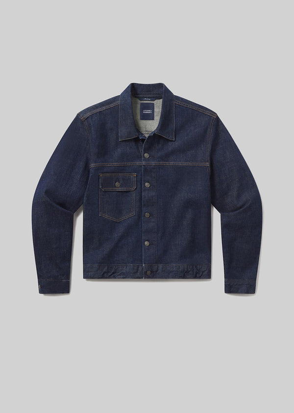 Gold Sign Box Denim Jacket In Crosshatch