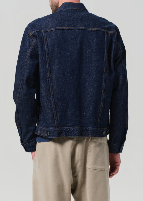 Gold Sign Box Denim Jacket In Crosshatch