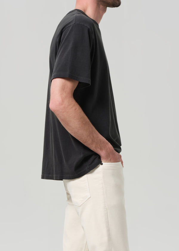 Gold Sign Box Tee In Charred Cedar