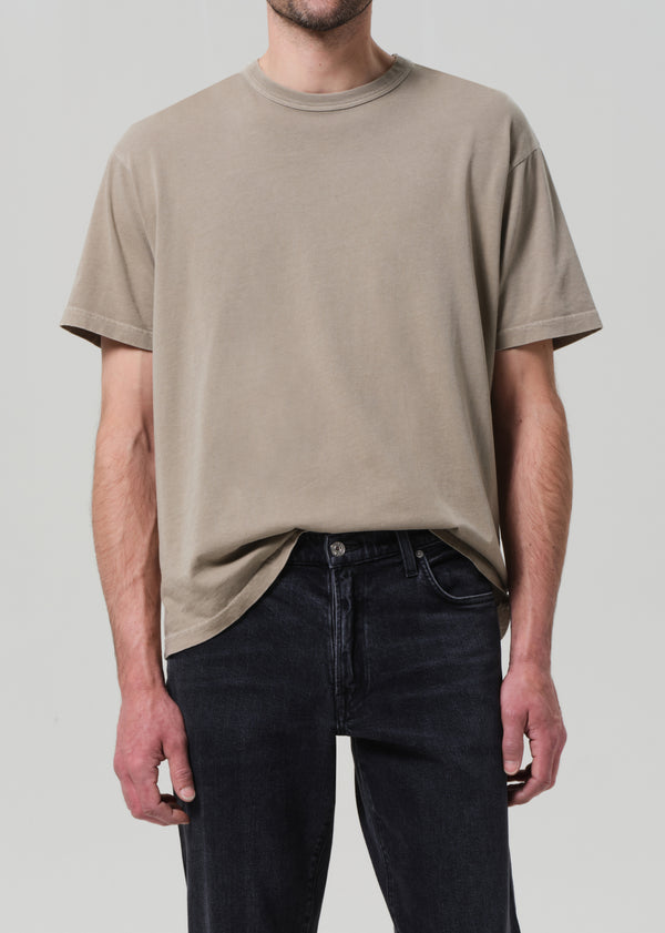 Gold Sign Box Tee In Pelican