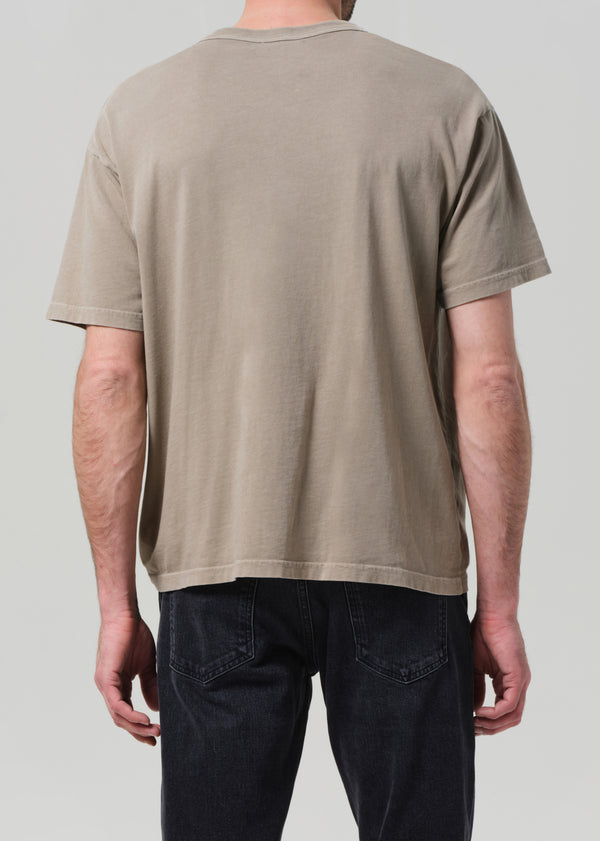 Gold Sign Box Tee In Pelican