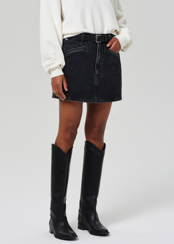 Gold Sign Brita Mini Skirt In Meteorite