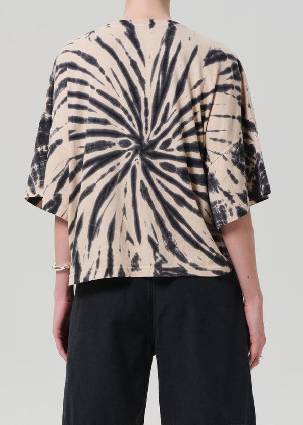 Gold Sign Cape Tee In Spiral Tie Dye