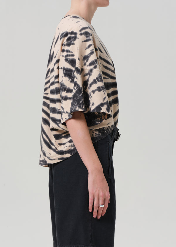 Gold Sign Cape Tee In Spiral Tie Dye