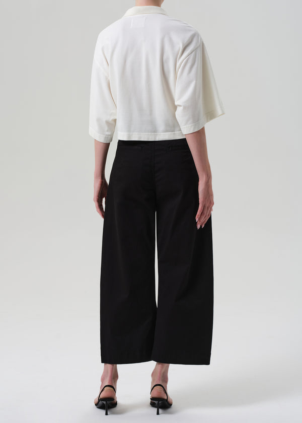 Gold Sign Cara Cropped Pleated Trouser In Black
