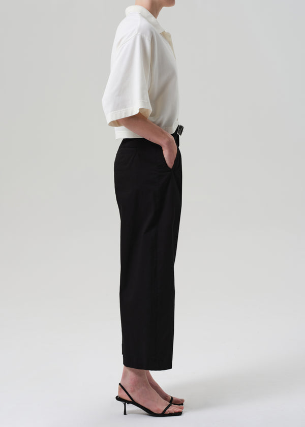 Gold Sign Cara Cropped Pleated Trouser In Black