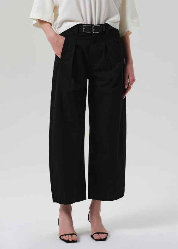 Gold Sign Cara Cropped Pleated Trouser In Black