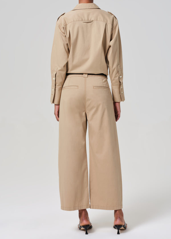 Gold Sign Cara Cropped Pleated Trouser In Catalina