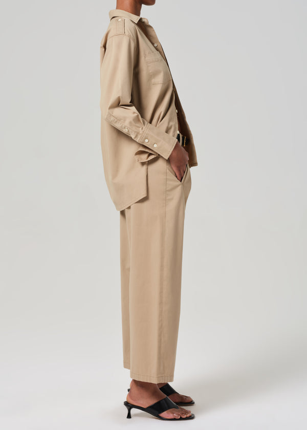 Gold Sign Cara Cropped Pleated Trouser In Catalina