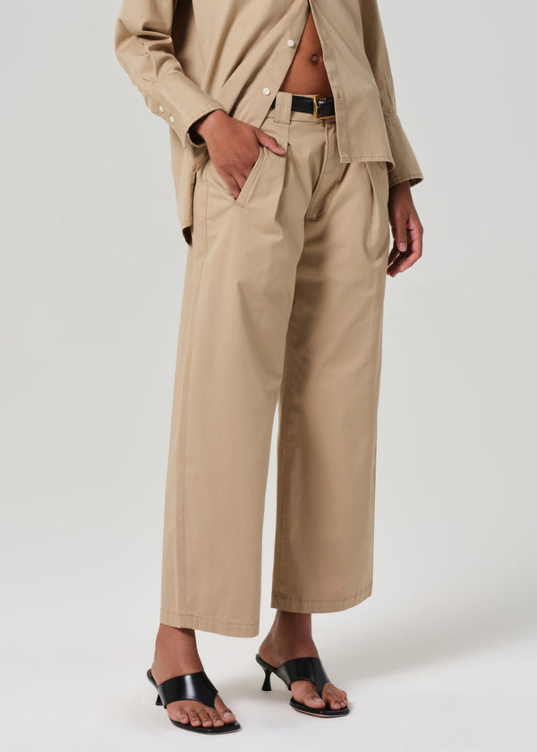 Gold Sign Cara Cropped Pleated Trouser In Catalina