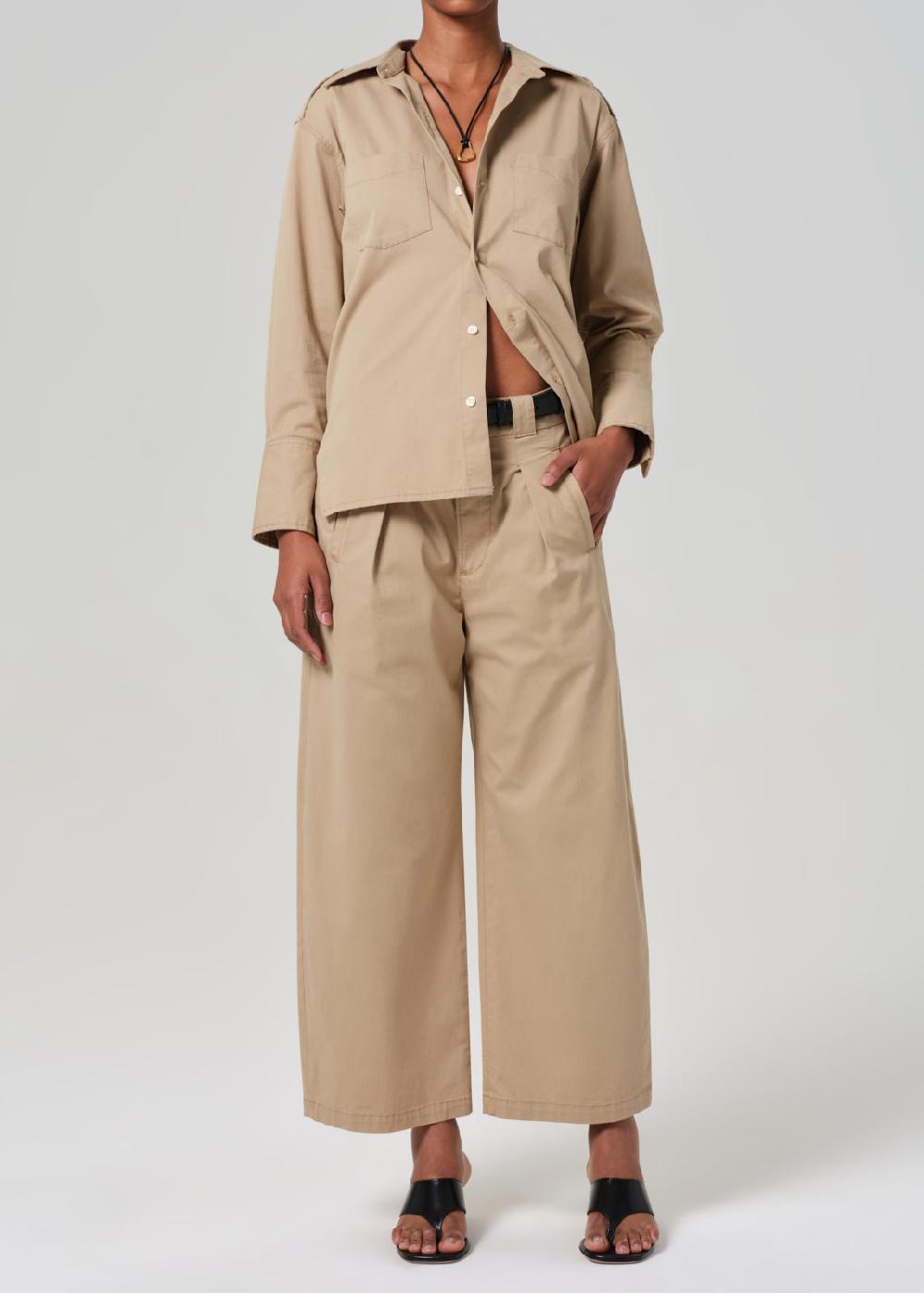 gold sign Cara Cropped Pleated Trouser In Catalina