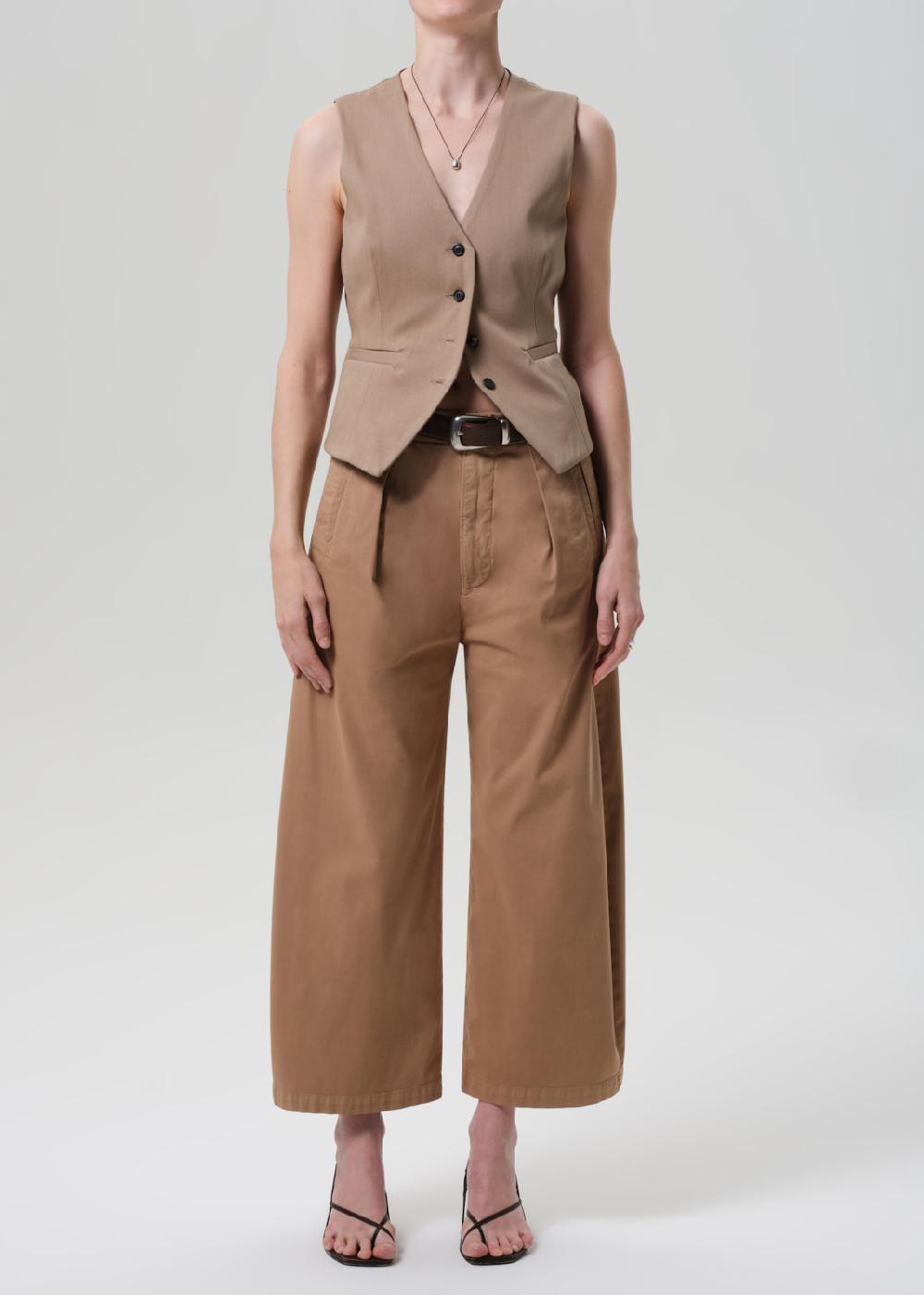 gold sign Cara Cropped Pleated Trouser In Nano