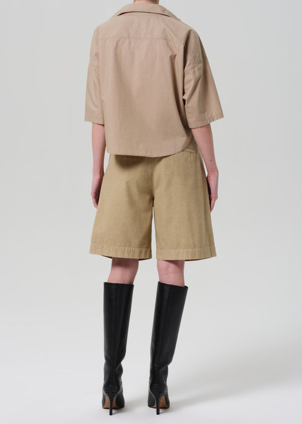 Gold Sign Cara Pleated Short In Gobi