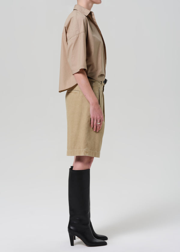 Gold Sign Cara Pleated Short In Gobi